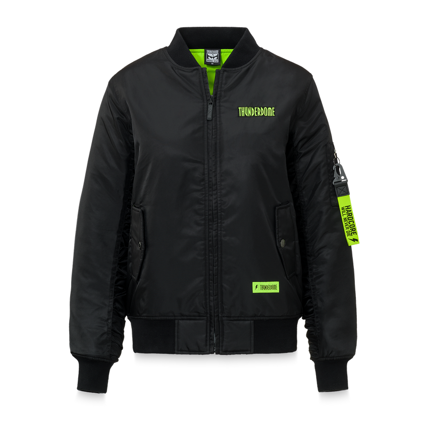 Thunderdome bomber black/fluor green - gabber hardcore merchandise
