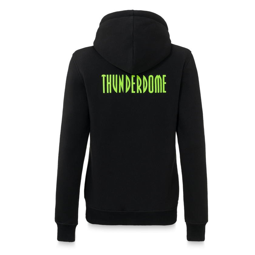 Thunderdome hoodie black/fluor green - gabber hardcore merchandise