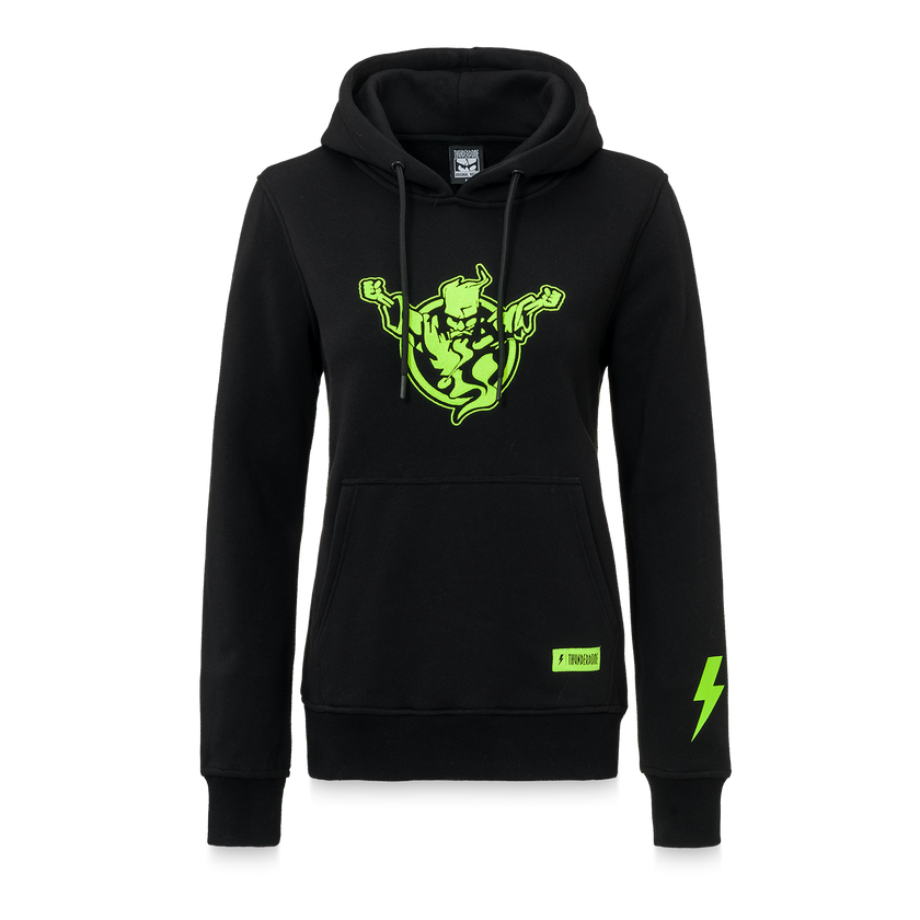 Thunderdome hoodie black/fluor green - gabber hardcore merchandise