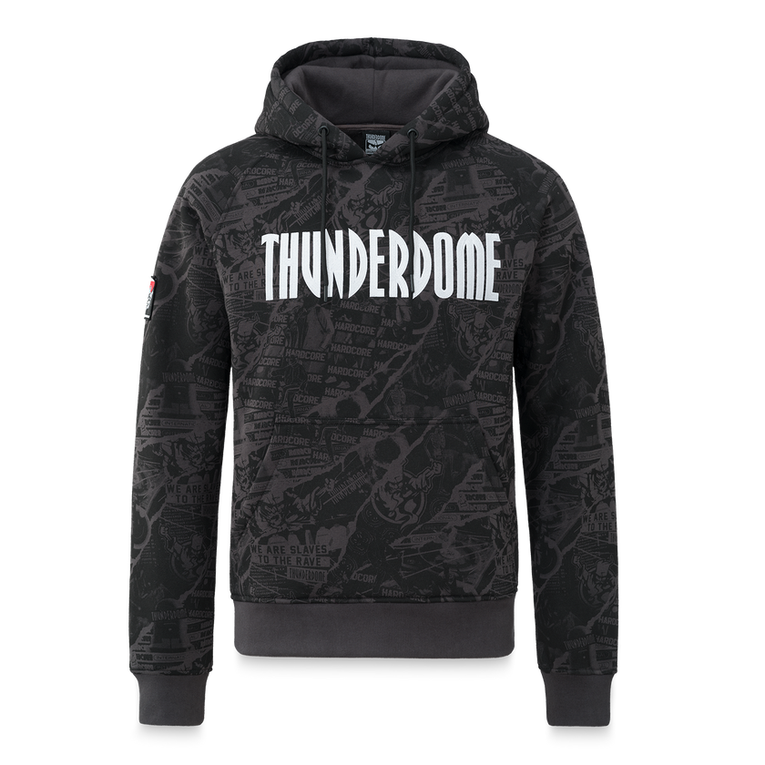 Thunderdome hoodie dark grey/white - gabber hardcore merchandise