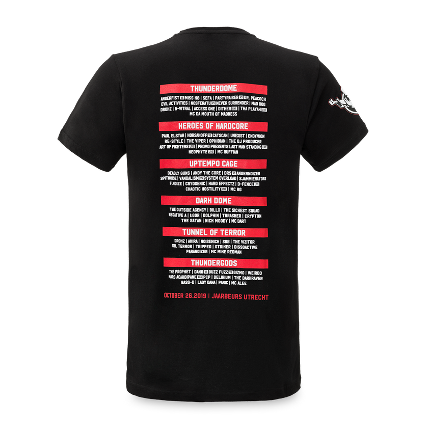 Thunderdome line-up t-shirt black/red - gabber hardcore merchandise