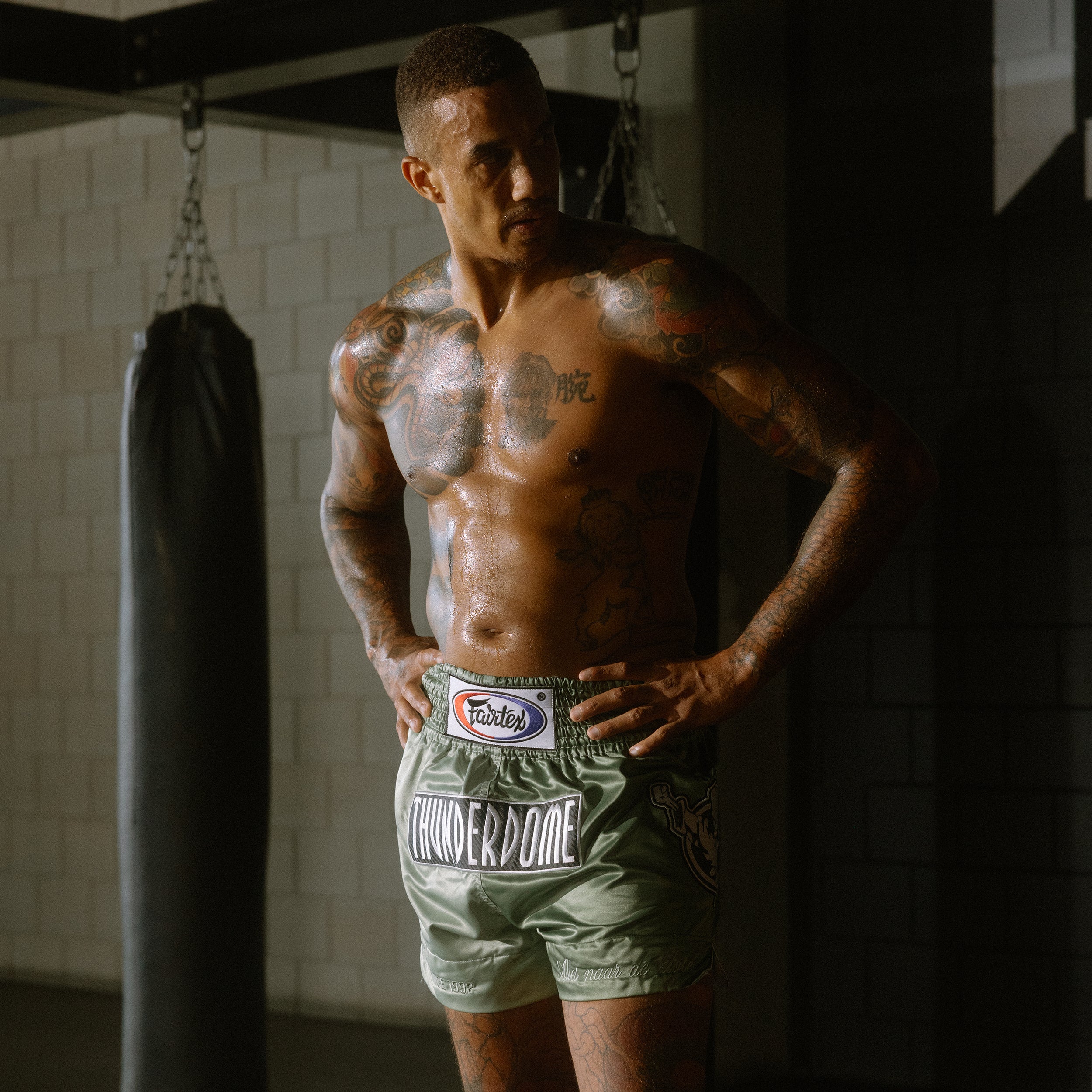 Thunderdome x Fairtex Green Muay Thai Shorts